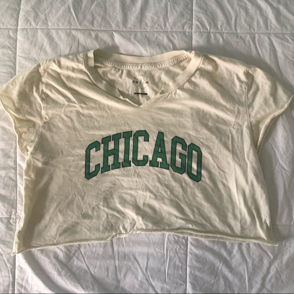 Chicago notched graphic crop top